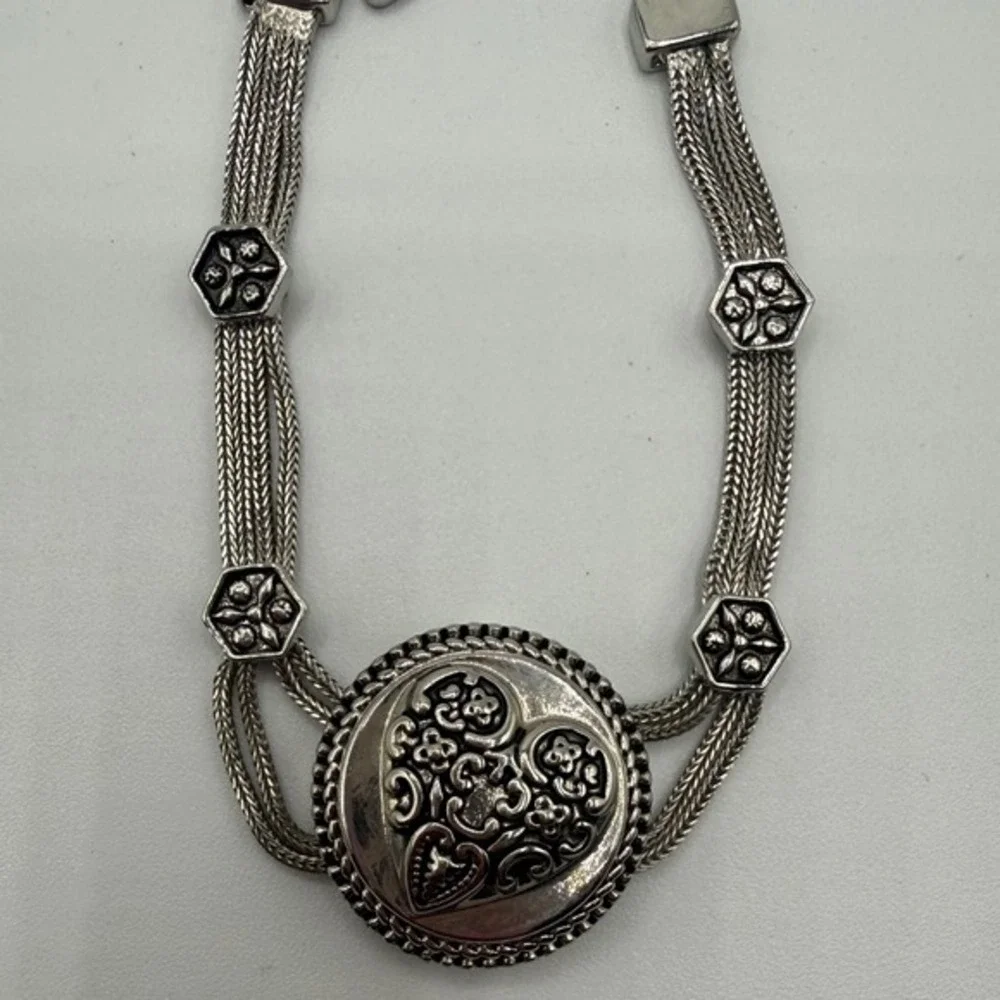 Vintage Silver‎ Tone Decor Charm Bracelet Women Boho Floral Medallion Antique